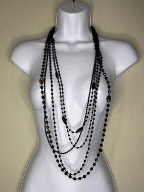 Lee Angel multi-strand black beaded necklace
